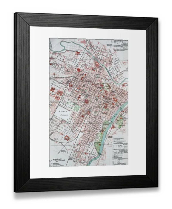 Framed Print : Stadtplan, city map from the year 1892: Turin Framed Print : Stadtplan, city map from the year 1892: Turin