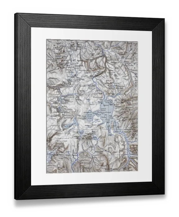 Framed Print : Map, map from the year 1892: Yellowstone National Park Framed Print : Map, map from the year 1892: Yellowstone National Park