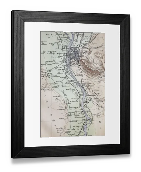 Framed Print : Stadtplan, city map from the year 1892: Cairo and the Pyramids Framed Print : Stadtplan, city map from the year 1892: Cairo and the Pyramids