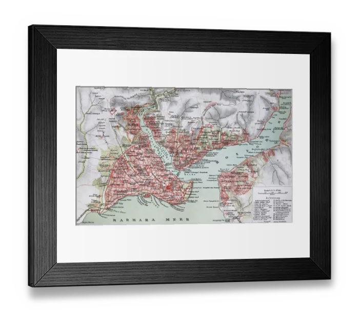 Framed Print : Stadtplan, city map from the year 1892: Konstantinopel Framed Print : Stadtplan, city map from the year 1892: Konstantinopel