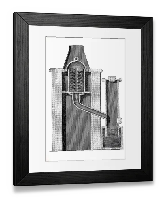 Framed Print : Gold mining 1890, plate furnace for the distillation of amalgam Framed Print : Gold mining 1890, plate furnace for the distillation of amalgam