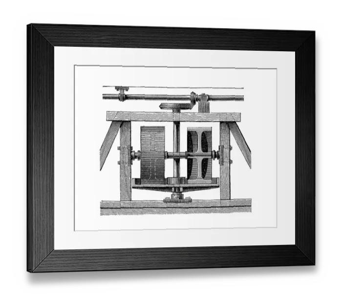 Framed Print : Gold mining 1890, pan grinder for crushing gold-bearing quartz
