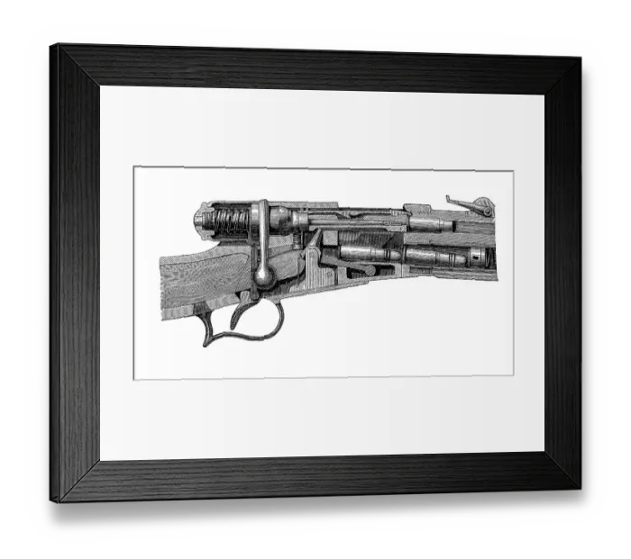 Framed Print : Handguns 1895: Swiss bolt action rifle M69