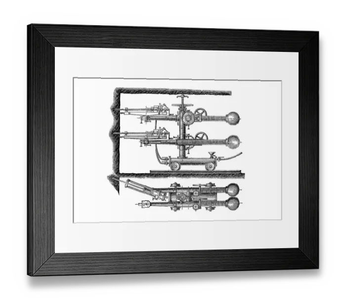 Framed Print : Mechanical rock drilling machine
