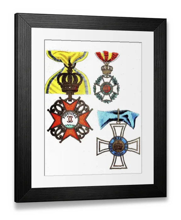 Framed Print : Ornaments, Decorations, Medals and Awards 1890: Order of Loyalty from Baden