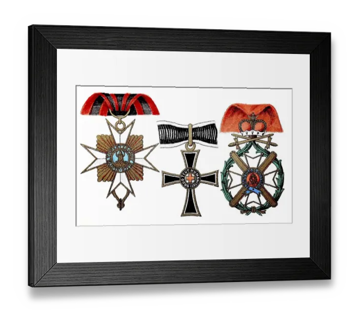 Framed Print : Ornaments, Order of Takovo with War Decoration Serbia