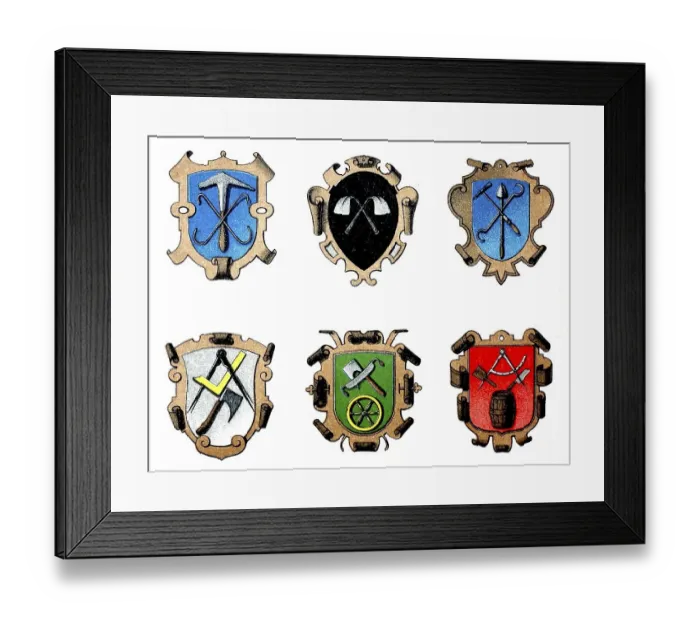 Framed Print : 1890, Guild coat of arms: Roofers