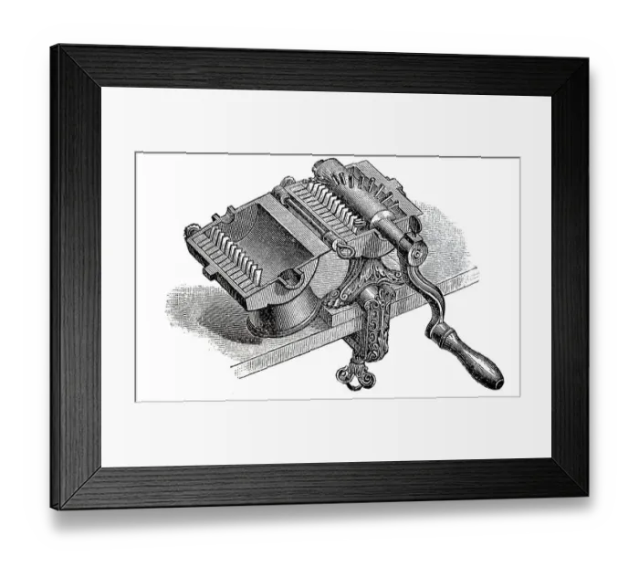 Framed Print : Meat processing equipment 1894: Meat Shredder