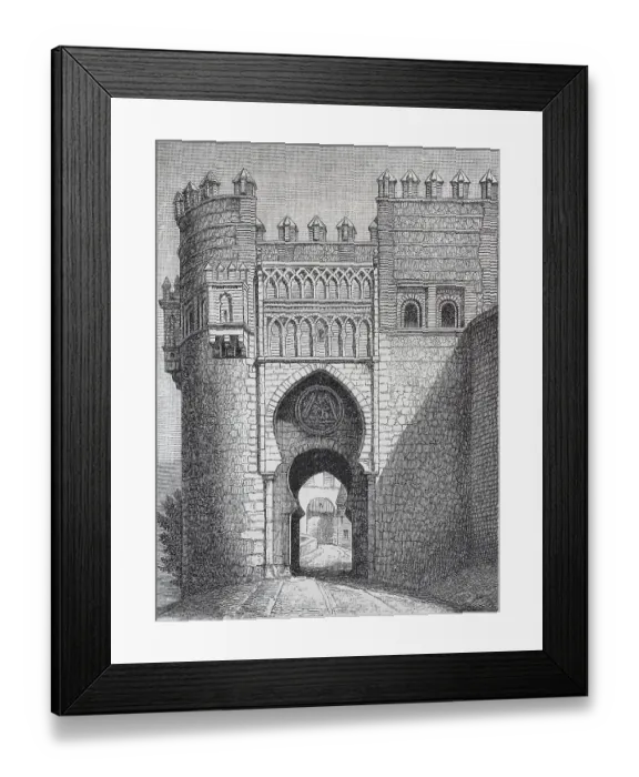 Framed Print : Puerta del Sol, Toledo, Spain, digitally restored reproduction of an original 19th century painting