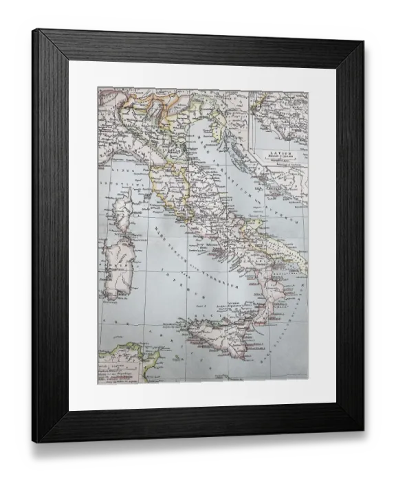 Framed Print : Map of Italy in 1895, digitally restored reproduction of an original 19th-century original