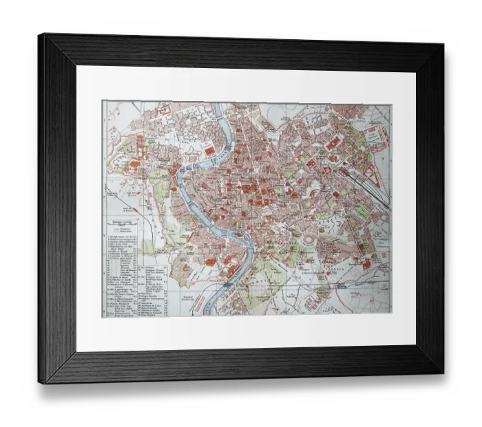 Framed Print : City map of Rome, Italy, 1895, digitally restored reproduction of an original 19th-century map