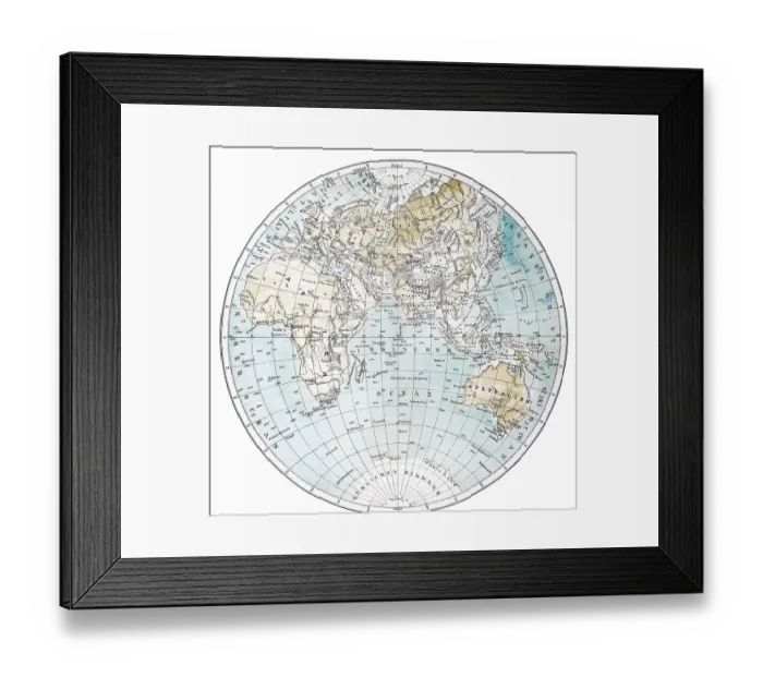 Framed Print : Globe of the Earth, 1895, digitally restored reproduction of an original 19th-century original