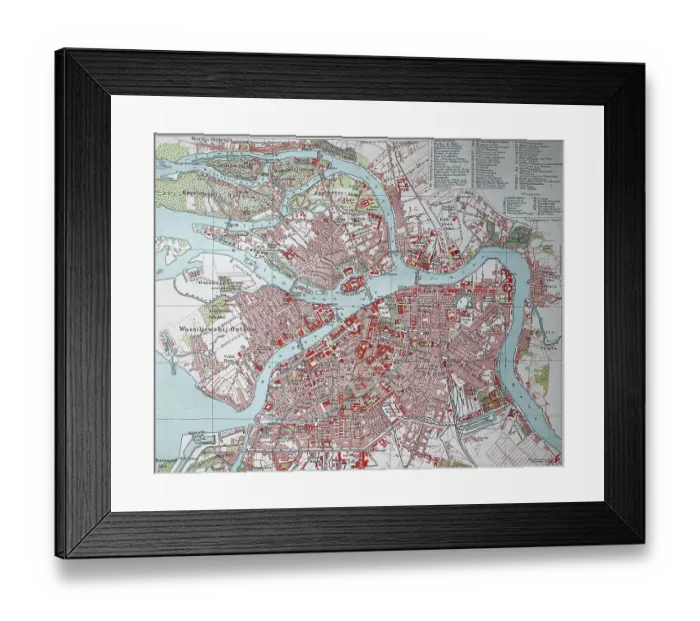 Framed Print : City map of St. Petersburg, Russia