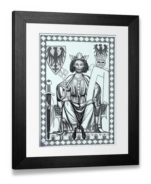 Framed Print : An illustration in the Parisian minstrel manuscript of Henry VI in the XIVth century Framed Print : An illustration in the Parisian minstrel manuscript of Henry VI in the XIVth century