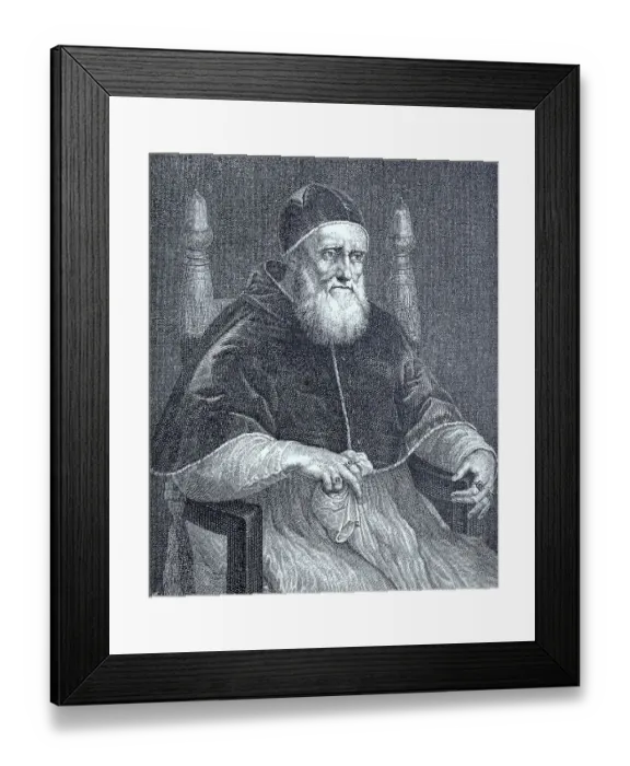 Framed Print : Portrait of Pope Pius II, after the painting by Raphael Sanzio in the Pitti Palace Florence