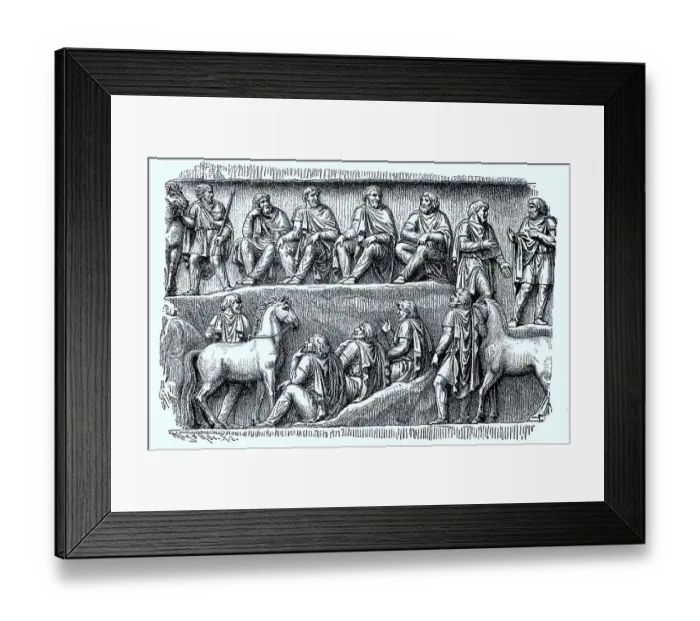 Framed Print : Depiction of a Germanic council meeting on the clinopodium (Antonina) in Rome