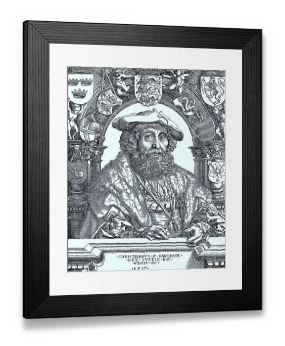 Framed Print : Christian II, and Norway and 1520 Sweden