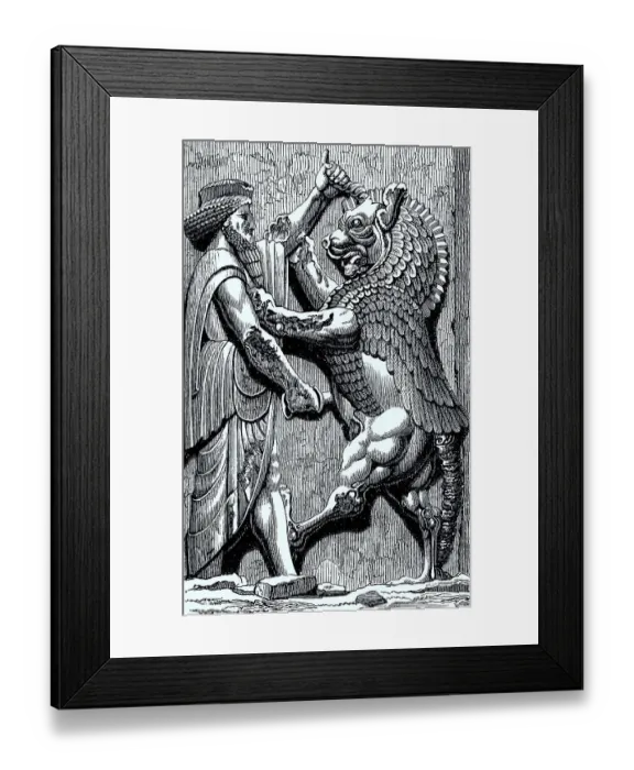 Framed Print : The Ahrimanic Beast is killed by the King Framed Print : The Ahrimanic Beast is killed by the King