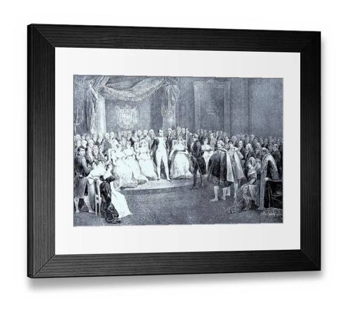 Framed Print : Napoleon and his court, a court is an extended royal household in a monarchy