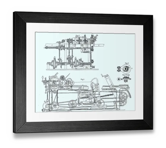 Framed Print : Spinning machine, Selfactor for the yarn spinning process