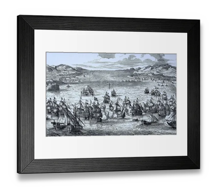 Framed Print : Naval battle between the Dutch and French navies at Syracuse on 22 April 1676