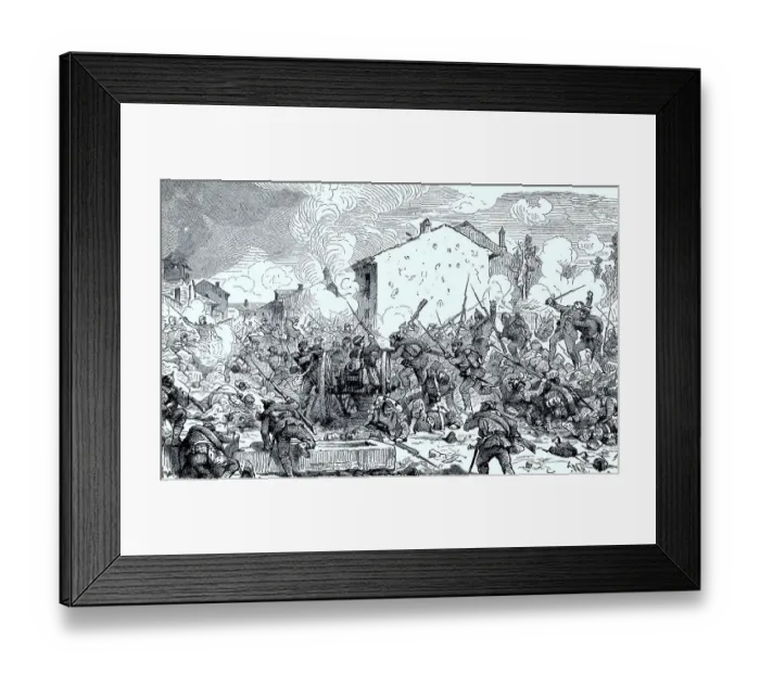 Framed Print : The storming of St. Privat by the Guard and the Saxons on the evening of 18 August 1870 during the Franco-Prussian War