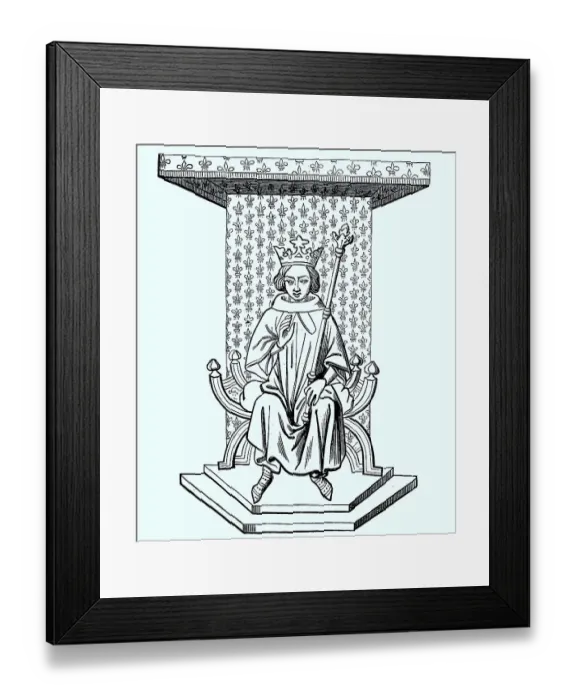 Framed Print : K on the Throne, after a XIVth century miniature from the National Library of Paris Framed Print : K on the Throne, after a XIVth century miniature from the National Library of Paris