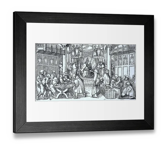 Framed Print : Indulgences in a Basel church with the Medicean coat of arms Framed Print : Indulgences in a Basel church with the Medicean coat of arms