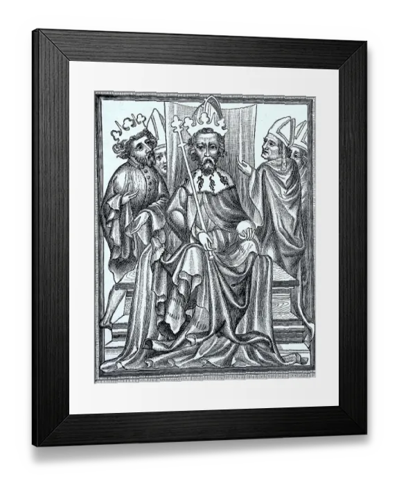 Framed Print : Emperor Charles IV in Imperial Order with his son Wenceslas and bishops Framed Print : Emperor Charles IV in Imperial Order with his son Wenceslas and bishops