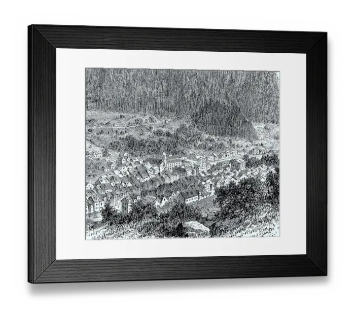 Framed Print : Town of Wildbad in 1878, Baden-Wuerttemberg