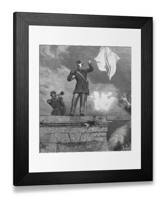 Framed Print : General Lauriston as a parliamentarian with a white flag in front of the gates of Sedan Framed Print : General Lauriston as a parliamentarian with a white flag in front of the gates of Sedan