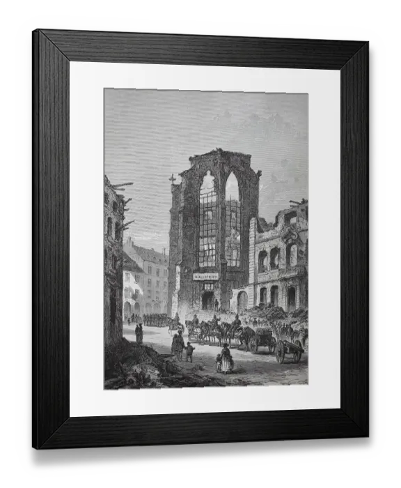 Framed Print : The destroyed library building in Strasbourg