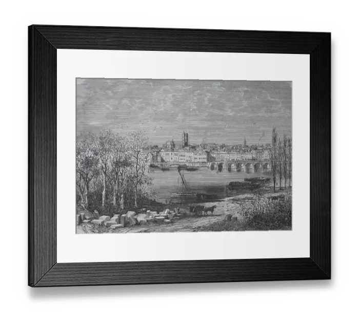 Framed Print : View over the Loire towards the city of Tours in the region of Center-Val de Loire