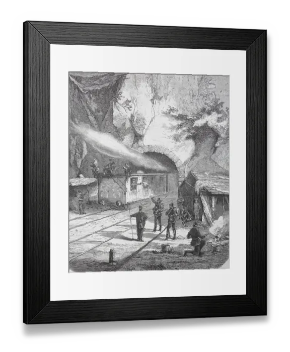 Framed Print : Prussian troops guarding a railway tunnel near Saarburg