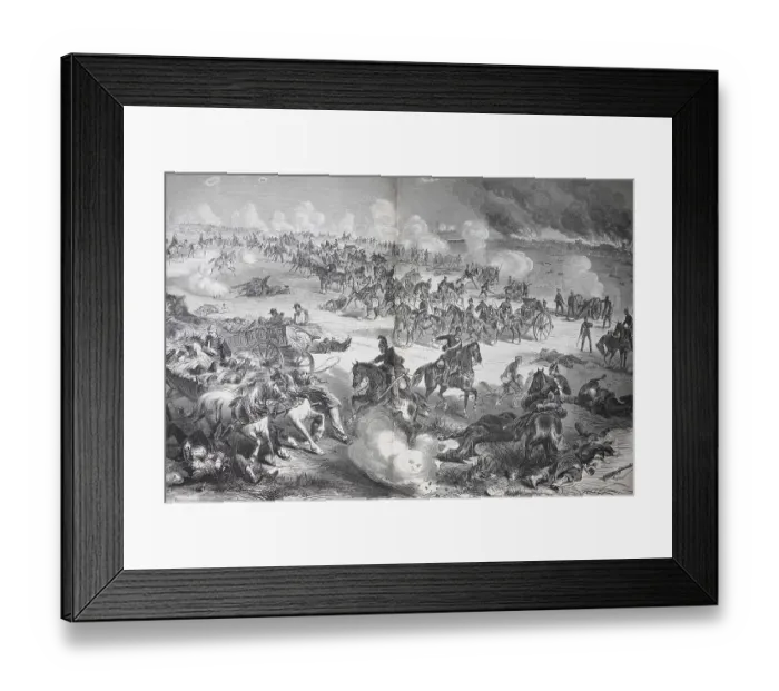 Framed Print : Saxon artillery at Saint Privat in the Battle of Gravelotte