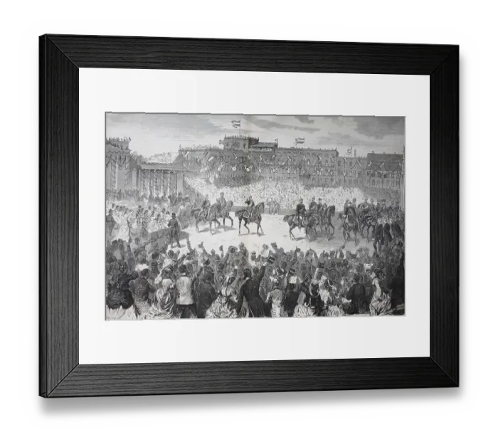 Framed Print : The triumphal procession of the Emperor and his troops through the Brandenburg Gate in Berlin on 16 June 1871