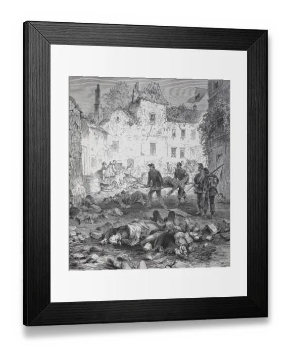 Framed Print : Dead and wounded after the blasting of the powder tower in the town of Laon on 9 September Framed Print : Dead and wounded after the blasting of the powder tower in the town of Laon on 9 September