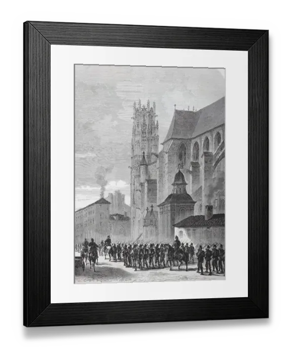 Framed Print : March of the North German Landwehr through the commune of Pont-a-Mousson on 11 September Framed Print : March of the North German Landwehr through the commune of Pont-a-Mousson on 11 September