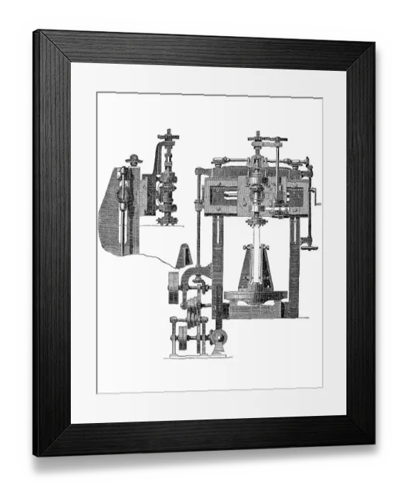 Framed Print : Milling machine for processing bent sheet metal