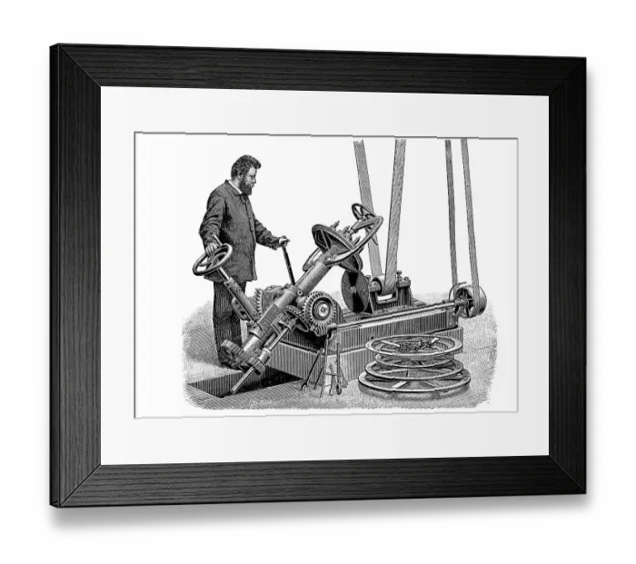 Framed Print : Horizontal round bottom cutting machine Framed Print : Horizontal round bottom cutting machine
