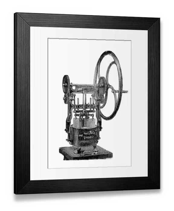 Framed Print : A machine for crushing herbs and roots