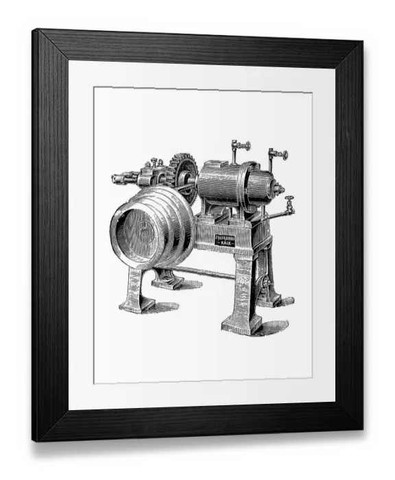 Framed Print : A machine for the production of rubber hoses
