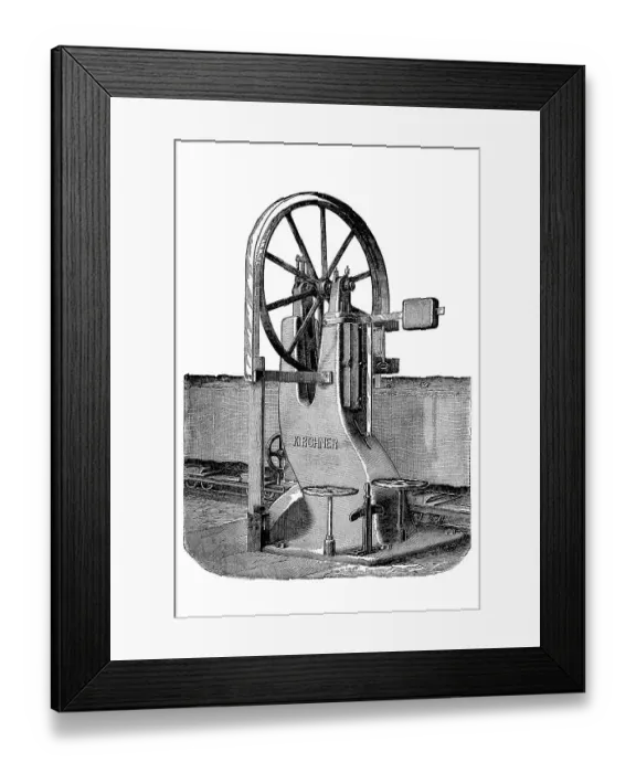 Framed Print : Wood industry, band saw by E. Kirchner & Co