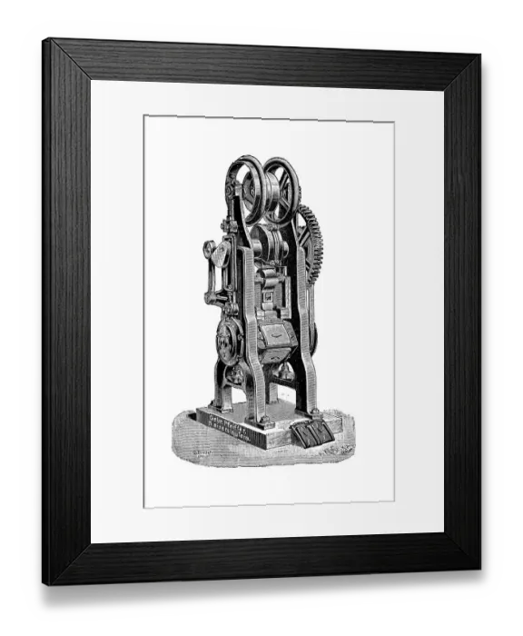 Framed Print : A revolver interlocking tile press by Gebr