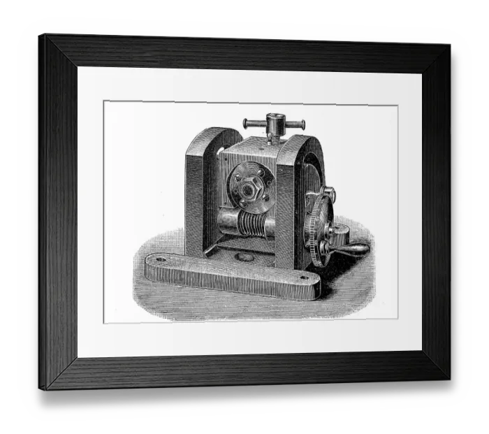 Framed Print : Illustration of a universal milling head from the former machine tool factory Aug