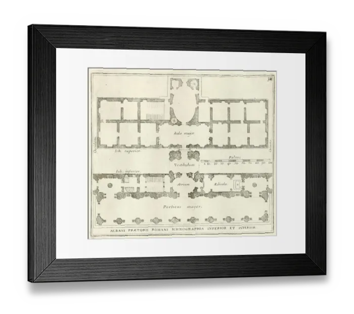 Framed Print : Plan of the ground floor and the first flat of the building Villa Albani Framed Print : Plan of the ground floor and the first flat of the building Villa Albani