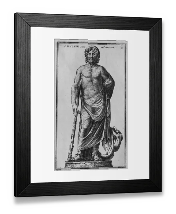 Framed Print : The Roman god Asclepius, marble statue from ancient Rome