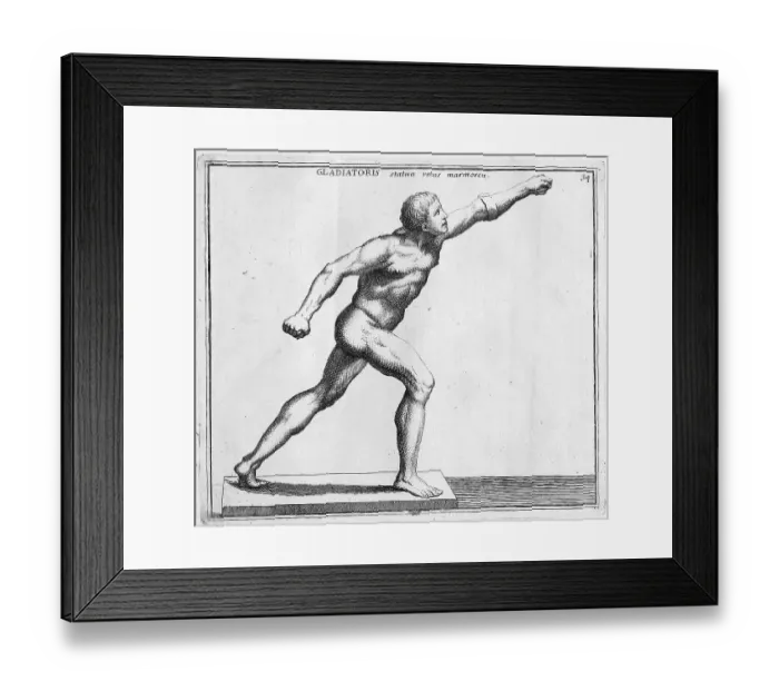 Framed Print : Statue from the Villa del Pricipe Borghese of a gladiator