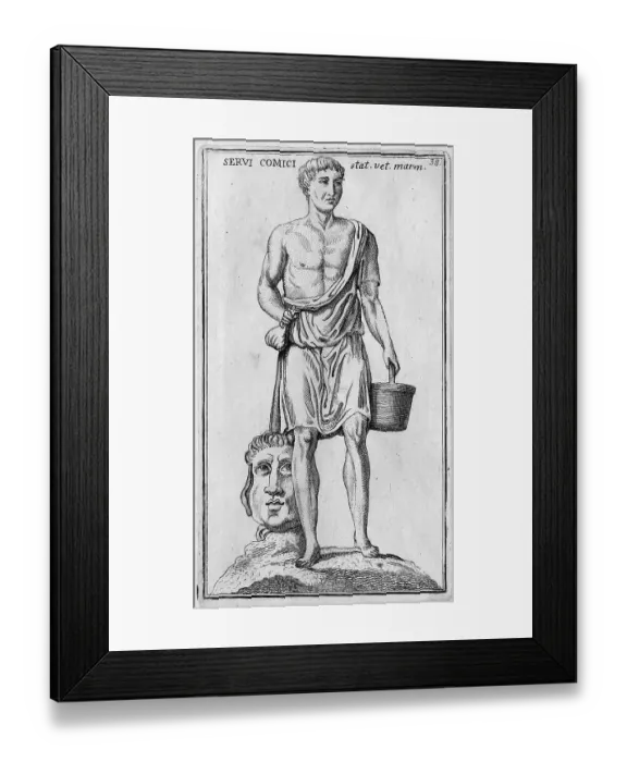 Framed Print : Statue of a coemidian, from the Villa Albani