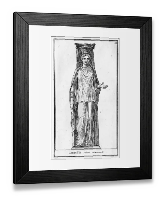 Framed Print : Statue of a caryatid, a sculpture representing a woman